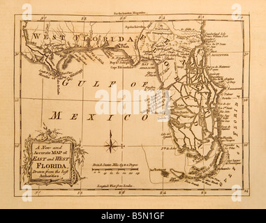 An old map of the state of Florida in America made in 1764 for the London Magazine Stock Photo