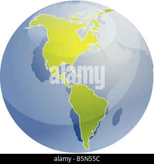 Map of the Americas on a globe cartographical illustration Stock Photo ...