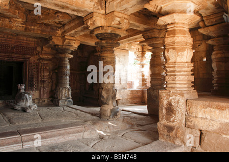 Decorations at the pillars and ceiling of a hindu temple dedicated to ...