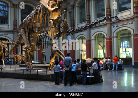 Group of children in the main hall of the Natural Sciences Museum from Berlin, Germany. Stock Photo