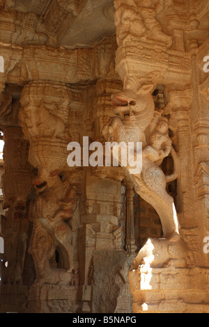 Decorations at the pillars of a hindu temple dedicated to Shiva at ...