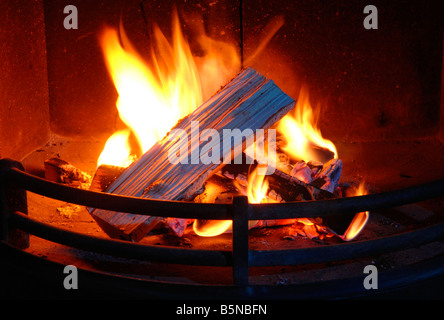 Fire in a stove Stock Photo
