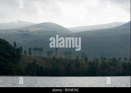 Looking due east towards High Fells and Stybarrow Dodd from the shores of Thirlmere; view #2. Stock Photo