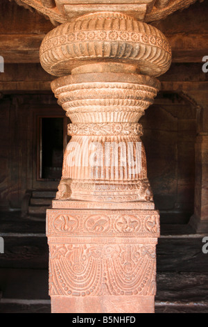 Decorations at the pillars and ceiling of a hindu temple dedicated to ...