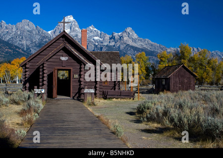 The Chapel of The Transfiguration Episcopal in Grand Tetons National Park Stock Photo