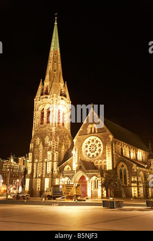 Cathedral Church of Christ, Cathedral Square, Christchurch, Canterbury, New Zealand - before February 22, 2011 earthquake Stock Photo