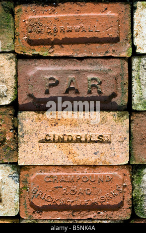 Old bricks made by defunct Cornish brickwork Stock Photo