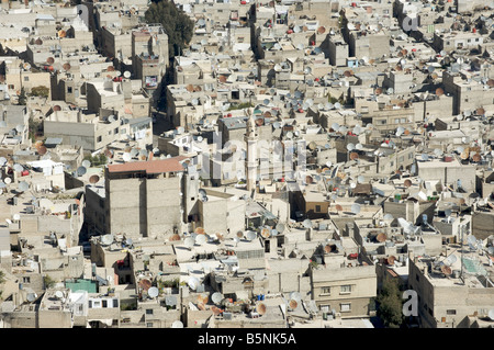 Damascus, Syria. Aerial view of mosque and residential housing. Stock Photo
