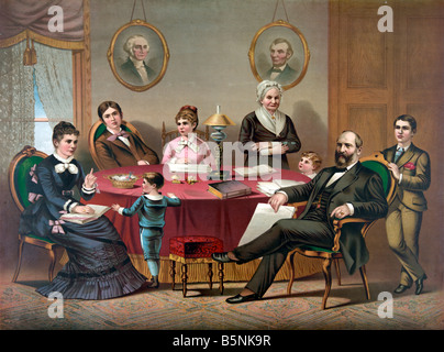 President Garfield at the White House with his Family Stock Photo