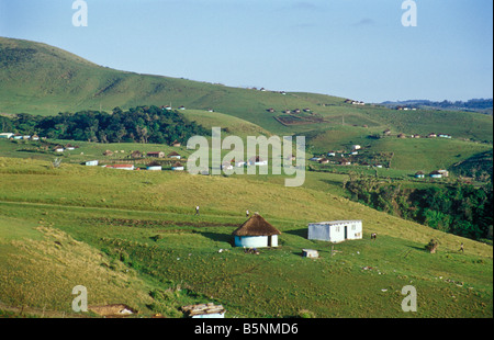 Traditional Zulu huts near Coffee Bay, Wild Coast, Eastern Cape, South Africa Stock Photo