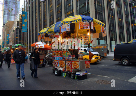 Frankfurters and pretzels from a hot dog vendor in New York on Monday November 10 2008 Frances M Roberts Stock Photo