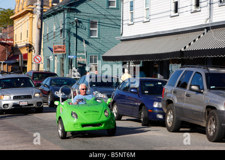 Scooter on Thames Street in Newport, Rhode Island Stock Photo