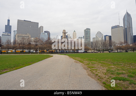 The Loop as seen from Grant Park Butler Field. Chicago. Illinois. USA Stock Photo