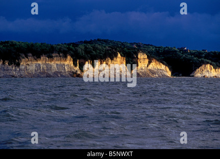 chalkstone cliffs, Lewis and Clark Lake, Missouri River, Lewis and Clark Recreation Area, Nebraska side, Yankton, South Dakota Stock Photo