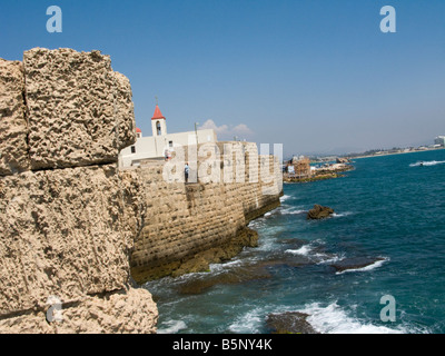 CRUSADER SEAWALL OLD CITY ACCO ISRAEL Stock Photo