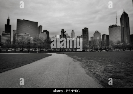 The Loop as seen from Grant Park Butler Field. Chicago. Illinois. USA Stock Photo