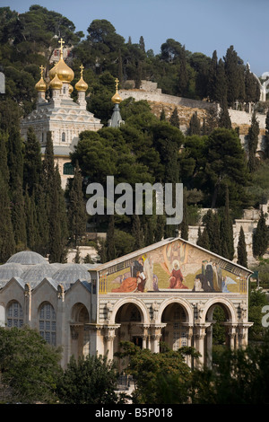 CHURCH OF ALL NATIONS RUSSIAN ORTHODOX CHURCH DOMES GETHSEMANE JERUSALEM ISRAEL Stock Photo