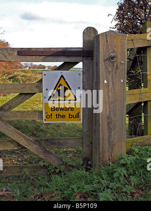 Beware of the bull sign. Stock Photo