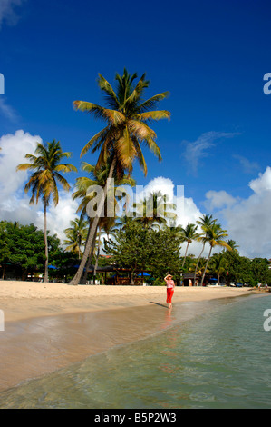 Woman on beach at Lance Aux Epines, Grenada in the 'West Indies' Stock Photo