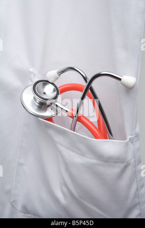 Stethoscope in doctors coat Stock Photo