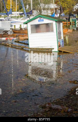 Flooding at Waterhead on Lake Windermere in Ambleside UK Global warming is leading to a greater incidence of flooding Stock Photo