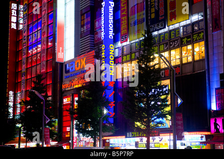 Neon lights in the streets of Akihabara, Tokyo, Japan Stock Photo
