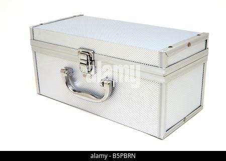 aluminum case closeup isolated on white background Stock Photo