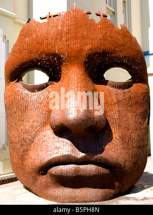 Face sculpture outside The Marlowe Theatre in Canterbury, Kent, United Kingdom Stock Photo