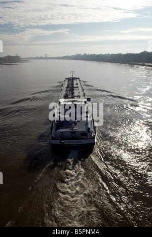 Oil tanker barge 'Vectura' on the river Rhine, Cologne, North Rhine-Westphalia, Germany. Stock Photo