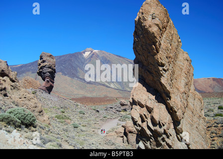 View of Mt.Tiede and Los Roques de Garcia, Parque Nacional Del Teide, Tenerife, Canary Islands, Spain Stock Photo