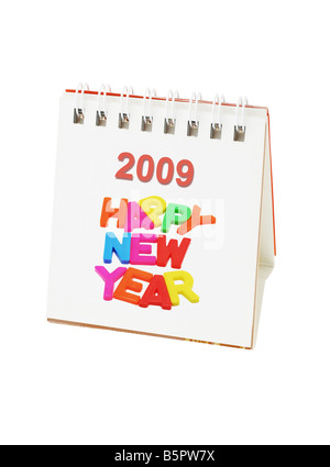 Desktop calendar showing 2009 Happy New Year Stock Photo