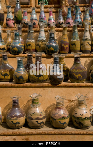 Desert sand filled souvenir bottles for sale in Khan al Khalili Bazaar, Egypt Stock Photo