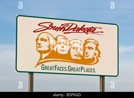 A welcome sign at the South Dakota state line Stock Photo