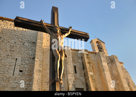 Statue of Jesus on cross St Saturnin les Apt Provence France Stock Photo