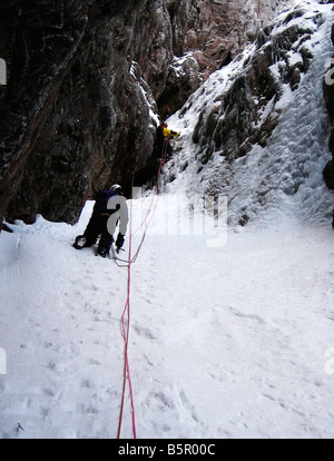 Winter climbing in Crowberry Gully Scotland UK Stock Photo