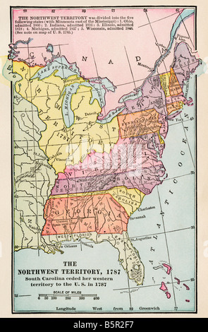 Original old map of eastern United States from 1884 geography Stock ...