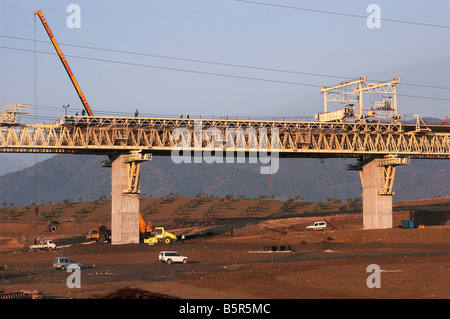 Bridge construction for Spain's high speed train AVE Malaga province Andalucia Spain Stock Photo