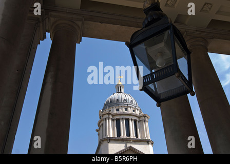 Hanging lantern in the cloisters outside the Painted Hall at Greenwich, London, England Stock Photo
