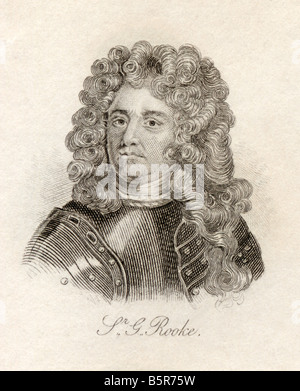 Sir George Rooke, 1650 - 1709. English naval commander and admiral.  From the book Crabb's Historical Dictionary, published 1825. Stock Photo