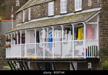 Crazy Kates cottage on the harbourside in the coastal village of Clovelly North Devon England UK Stock Photo