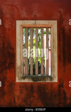 A rectangular window at Tainan's Confucian temple. Stock Photo