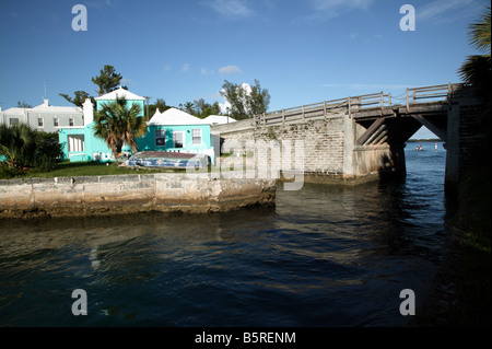 View  of Somerset Bridge, Sandys Parish, Bermuda Stock Photo