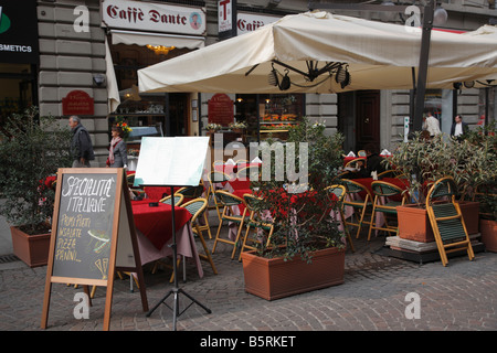 Restaurant outdoors near Duomo Square, Milan, Italy Stock Photo