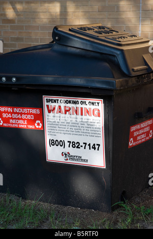 cooking oil recycling bin at Veterans Affairs Hospital Lake City Florida Stock Photo