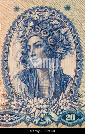 Detail from Hungarian 20 Pengo banknote of 1941 Stock Photo