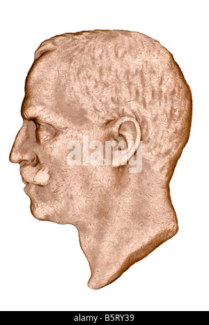 Profile Portrait of King Vittorio Emanuelle III from Italian coin of 1927 Stock Photo