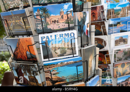 Display of postcards of Palermo, Sicily Stock Photo