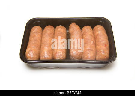 Beef sausages isolated on a white studio background Stock Photo