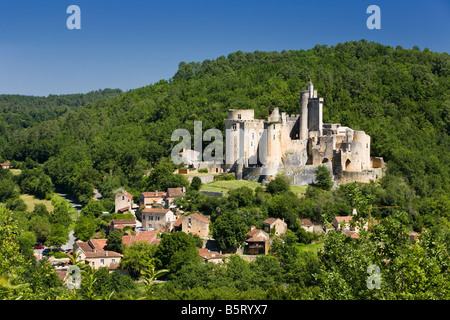 Chateau de Bonaguil, French castle in the Lot et Garonne region, Southwest France, Europe Stock Photo