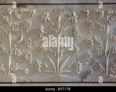 Taj Mahal Marble Panel Of Flowers Stock Photo